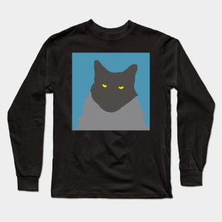 Abstract Cat on Blue Long Sleeve T-Shirt